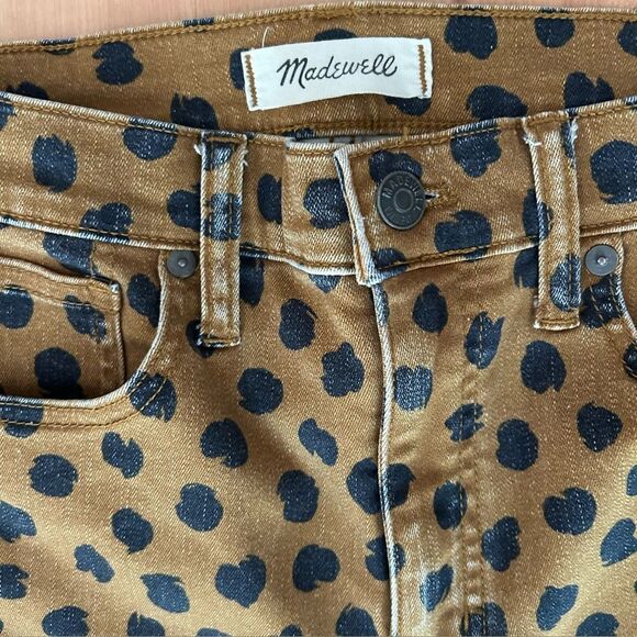Madewell 10" High Rise Mid-Rise Skinny Jeans Painted Spots Leopard Size 28 - Picture 4 of 7